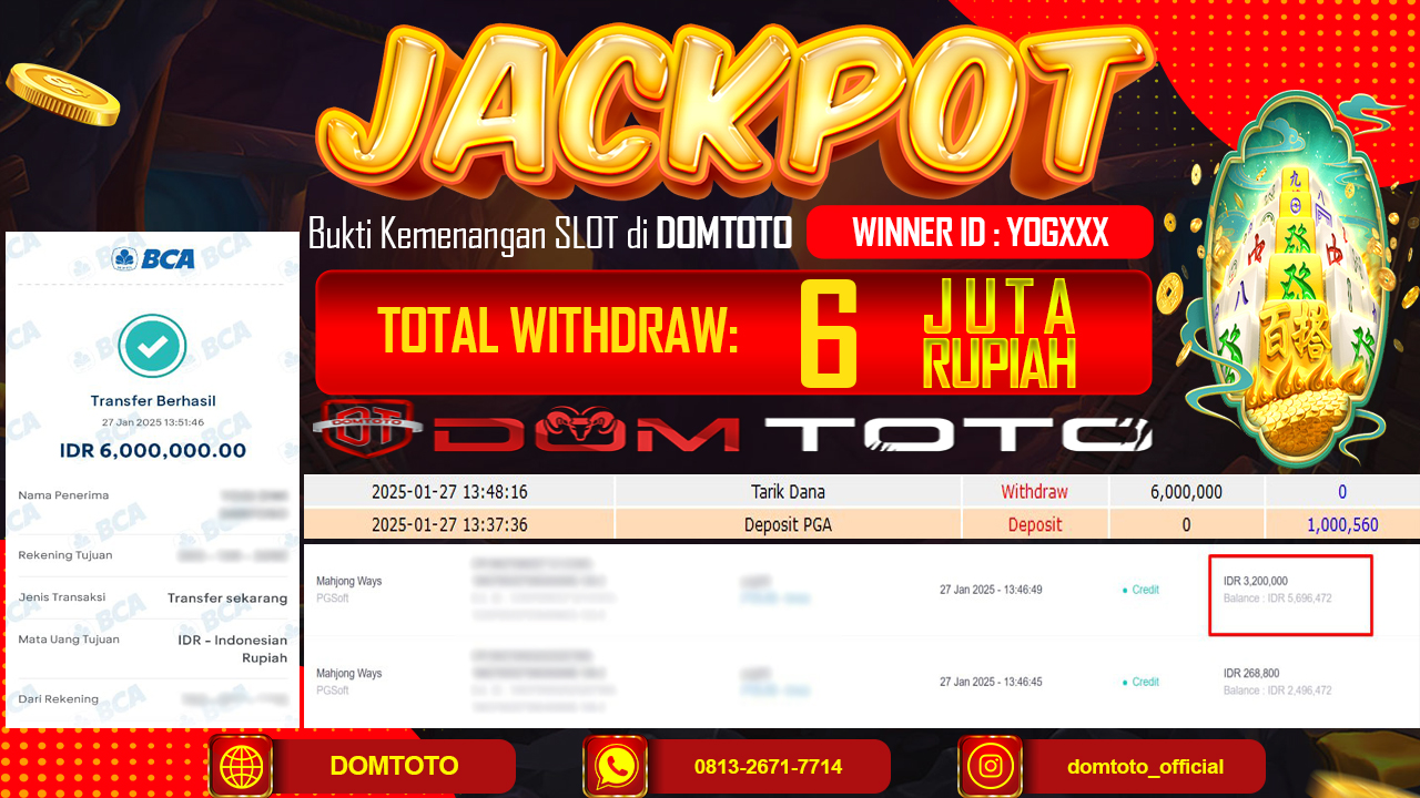 JACKPOT SLOT MAHJONG WAYS 27  JANUARI 2025